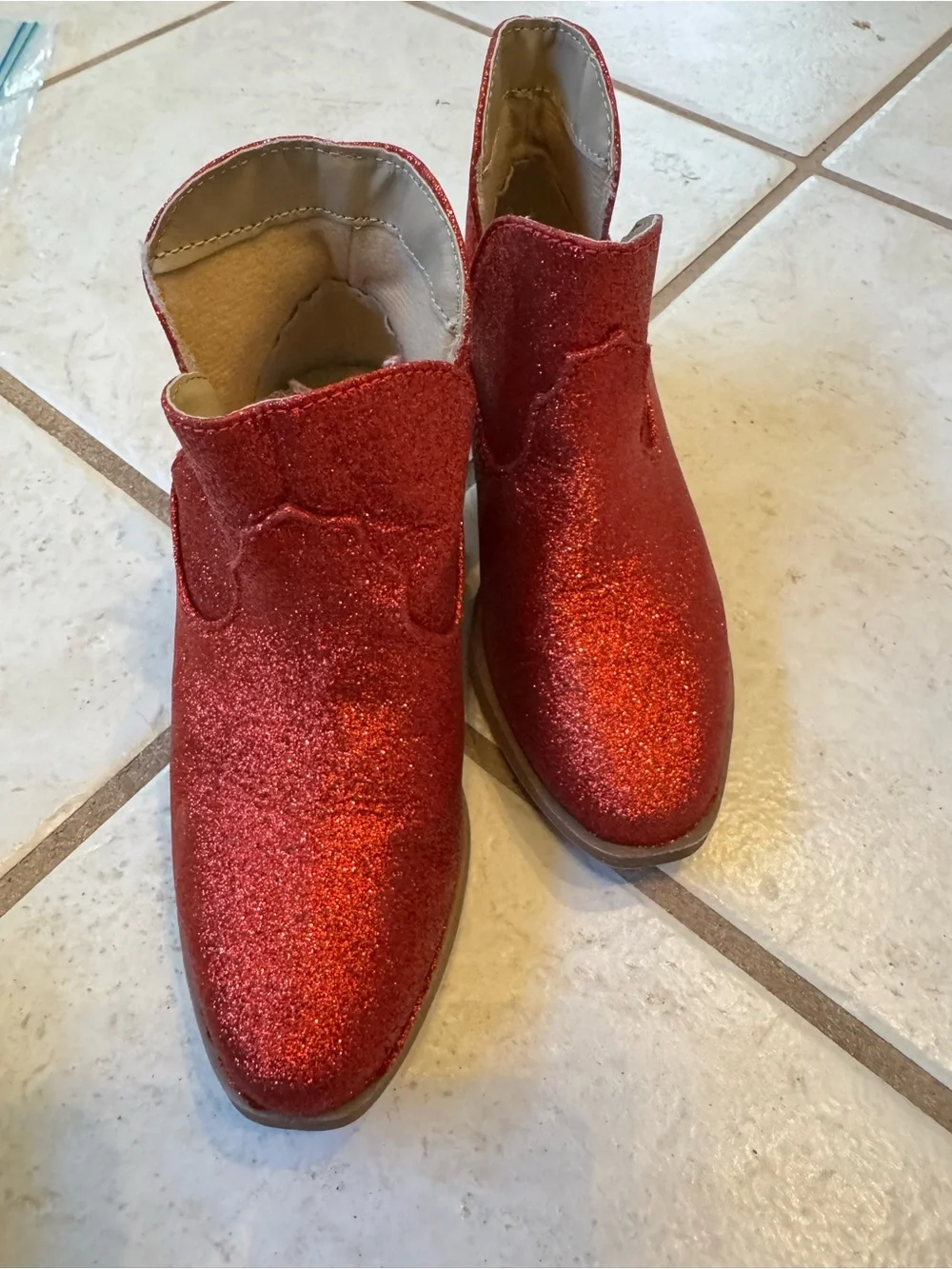 Jelly pop Sz 13 Girls Sparkling Red Glitter Ankle Boots